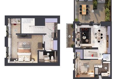 Duplex 3 camere tip 1 cu terasa | HILS Titanium Ansamblu rezidential nou - 2