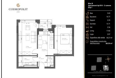 Apartament 2 camere Cosmopolit Zenit | Răcădău - Bloc B - 11