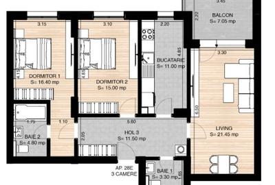 3 camere  90mp Pipera Plaza (236400 TVA Inclus) - 1