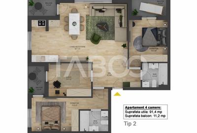 Apartament 4 camere 91 mpu 3 balcoane in Sibiu zona Doamna Stanca - 5