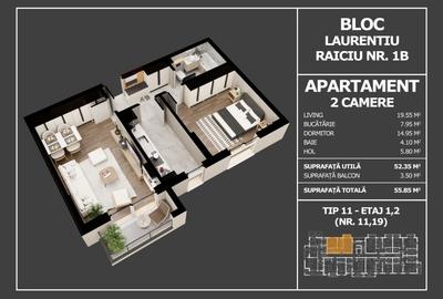 Parc Laurentiu Raiciu apartament 2 camere decomandat. - 2