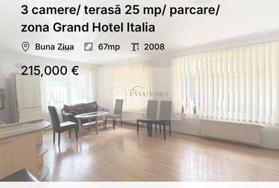 Apartament cu 3 camere semidecomandat, mobilat în Bună Ziua