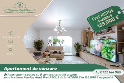 Apartament spațios cu 5 camere, centrală proprie,  zona Micălaca Miorița, Arad - 1