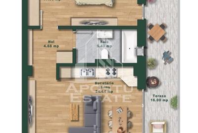 Apartament cu 2 camere de vanzare, open-space, Zona Torontalului - 4