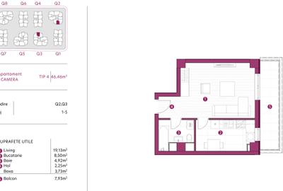 Apartament 1 camera, 46 mp, bloc NOU - Kaufland Galata, avans minim 15% - 6