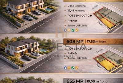 Teren cu Puz aprobat! 608 mp front 17.53 m pretabil pentru duplex! - 2