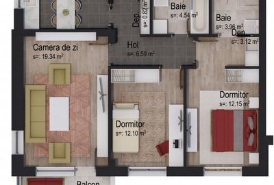 Apartament 3 camere în clădire cu 4 etaje - Rainbow - 3