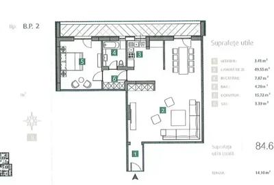 Apartament 2 camere, terasa 14,10mp, langa lac, metrou, bloc nou - 10
