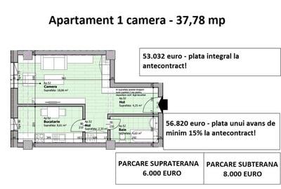 Apartament 1 camera, decomandat, Galata Iasi, bloc nou