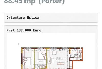 Apartament cu 3 camere semidecomandat în Florești