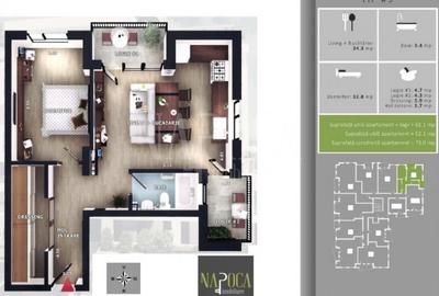 Apartament cu 2 camere semidecomandat în Florești