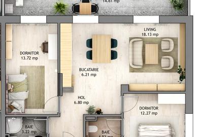 Ap 3 cam 65 mp utili balcon 15mp   Orhideea - Stanca Selimbar Mall - 9