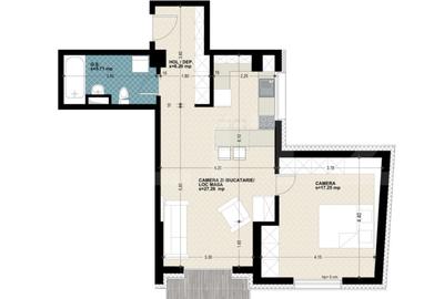 Apartament cu 2 camere semidecomandat în Mărăști