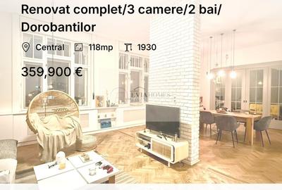 Apartament cu 3 camere decomandat, mobilat în Central