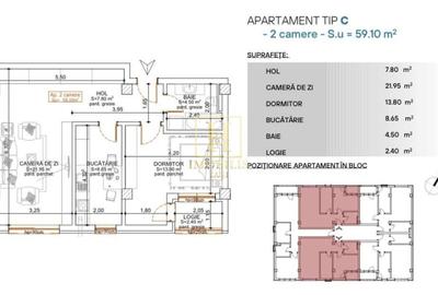 Intabulat 2 cam.Dec.,59mp-108000euro cu TVA+loc parcare-.V. Lupului - 7