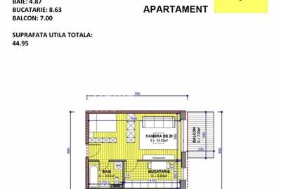 SkyLight Residence | Studio – Etaj 5/17 – 48.84 mp total – Balcon 6.12 mp - 2