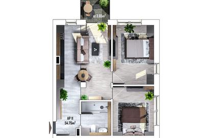 Apartament cu 3 camere semidecomandat în Apahida