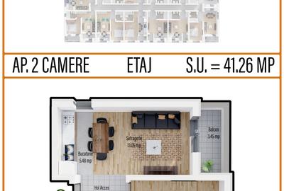 VANZARE STUDIO 2 CAMERE MILITARI RESIDENCE TINERETULUI 35BIS, 41.26MP, ETAJ 2