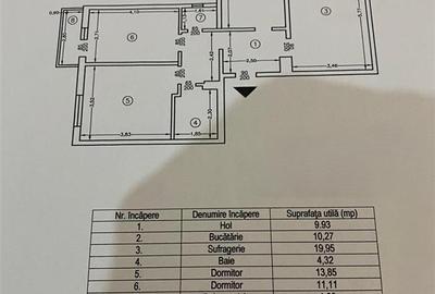 Apartament cu 3 camere decomandat, mobilat în Frumoasa