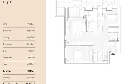 3 Camere Decomandat | Proiect Premium | Zona Delfinului | Balcon 24 MP - 1