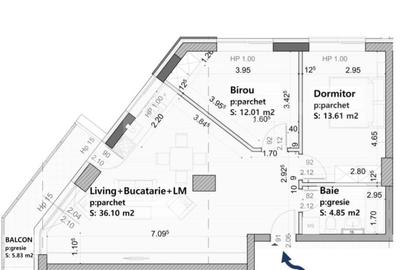 Apartament de vanzare, cu 3 camere, 66,5mp + balcon, zona Tractorul - 6