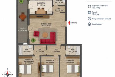 Greenfield Residence – Platanilor Apartament 4 camere 102 mp total 2 locuri de p - 22