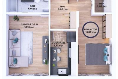 Apartament 2 camere, Bloc nou, mobilat/utilat+ parcare - 2