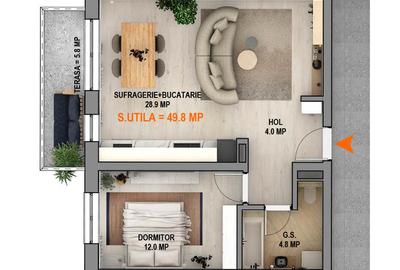 Apartament 2 camere 49,5 mp + balcon - finisat la cheie - parcare proprie - 8