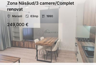 Apartament cu 3 camere semidecomandat, mobilat în Mărăști
