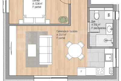 Apartament cu 2 camere semidecomandat în Florești