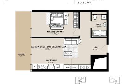 PROIECT EXCLUSIVIST! Apartament de vanzare, 50,30 mp, Complex SDC - 2