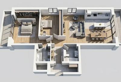 Apartament cu 3 camere semidecomandat în Pipera
