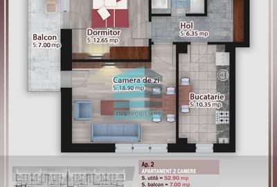 Apartament cu 2 camere decomandat în Titan