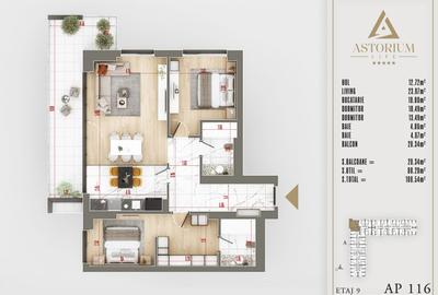 Apartament cu 3 camere decomandat în Titan