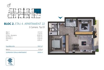 Elite Town Timisoara | 3 camere | TORONTALULUI - METRO 2 - 2