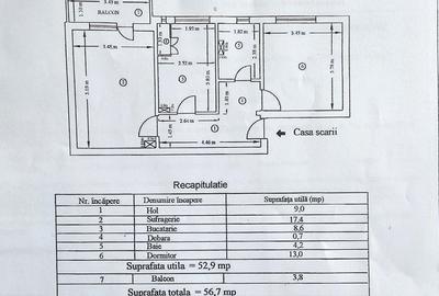 Apartament 2 camere cu boxa,etaj 4 acoperit cu pod ca spatiu de depozitare,1 Mai - 12