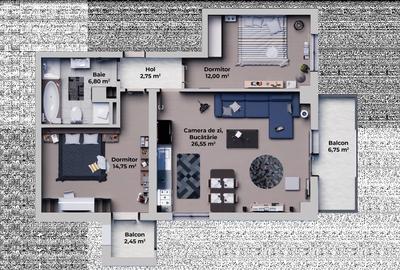 Apartament cu 3 camere decomandat în Periferie