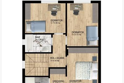 Vila individuala,p+1,Dormitor parter,5camere,teren320,tva inclus,încălzire pardo - 7