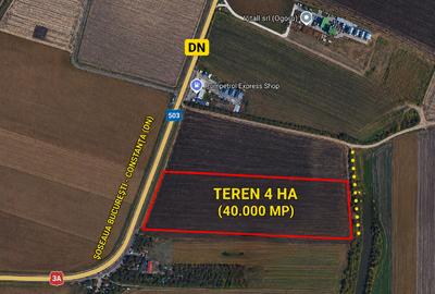Teren 4 ha DN București–Constanța | 90 ml deschidere | Gaz + curent | Ideal logi - 1