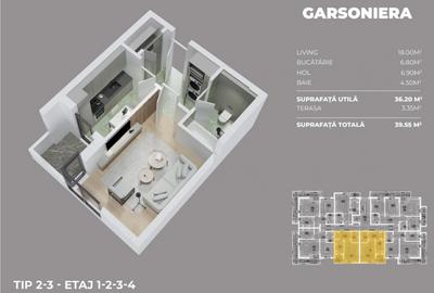 Drumul Fermei-garsoniera decomandata-etaj intermediar - 1