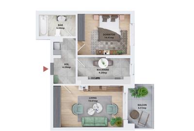 Apartament 2 camere 61.23 mp | Prelungire Ghencea | Promotie  | - 6