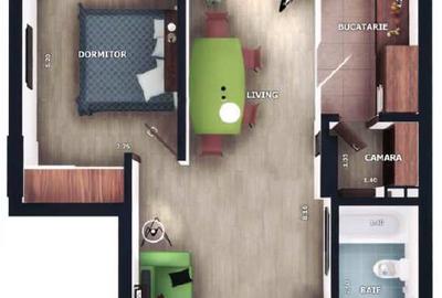 Apartament 2 camere, 51,6mp, logie de 4mp, zona Vivo, Floresti - 9