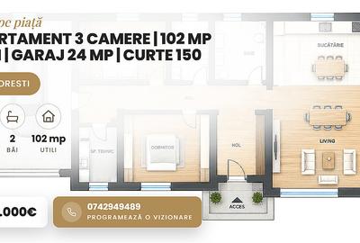 Apartament cu 3 camere decomandat în Florești