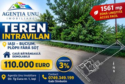 Teren Construcții intravilan de 1561 mp, în Bucium