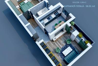 Apartament cu 2 camere în Bucium
