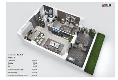 Apartament 2 camere, terasa mare 18 mp - 1