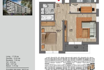 Apartament 2 cam- 48mp utili- decomandat Weiner 12 Residence Direct Dezvoltator - 15