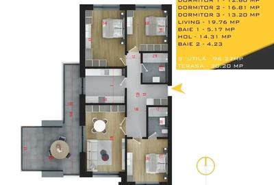 Premium | 4 camere  | Titan - Pallady | terasa | bucatarie mare - 3