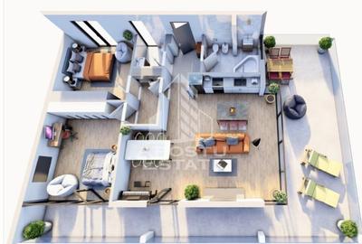 Apartament cu 3 camere, terasa 14 mp, bloc nou, zona Girocului - 2