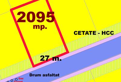 Teren Intravilan PUZ 2095 mp cu L=30 m P+1+M CETATE HCC Asfalt Bransat Utilitati - 1